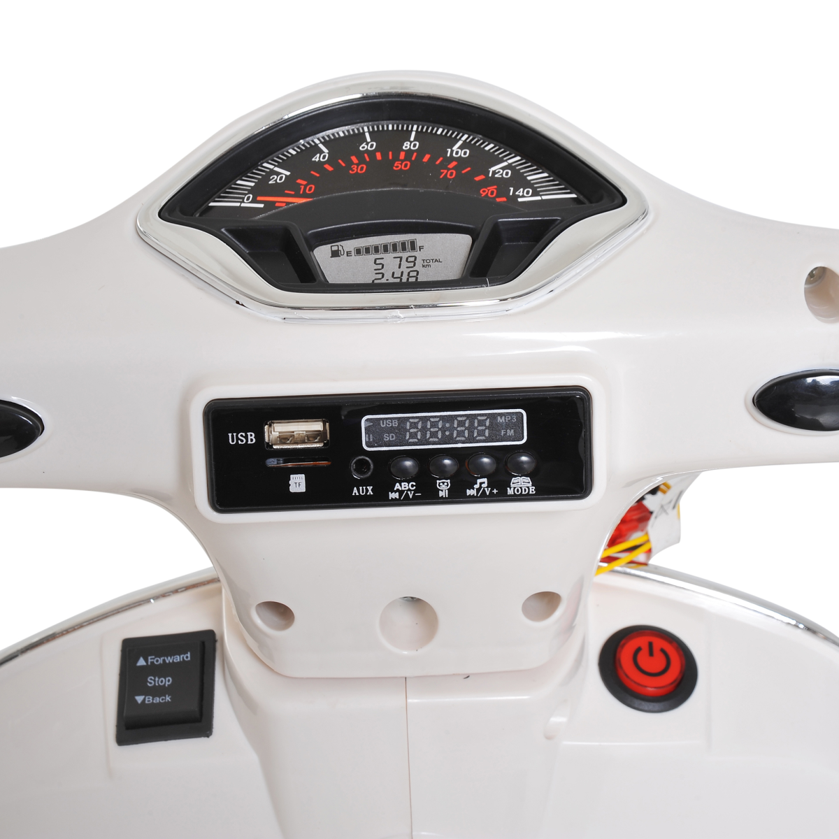 Kids Ride On Motorcycle Vespa Licensed Boys Girls 6V LED Lights Horn