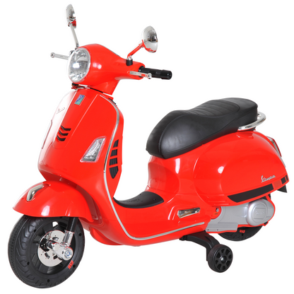 Kids Ride On Licensed Vespa Motorcycle 6V Boys Girls Music LED Lights