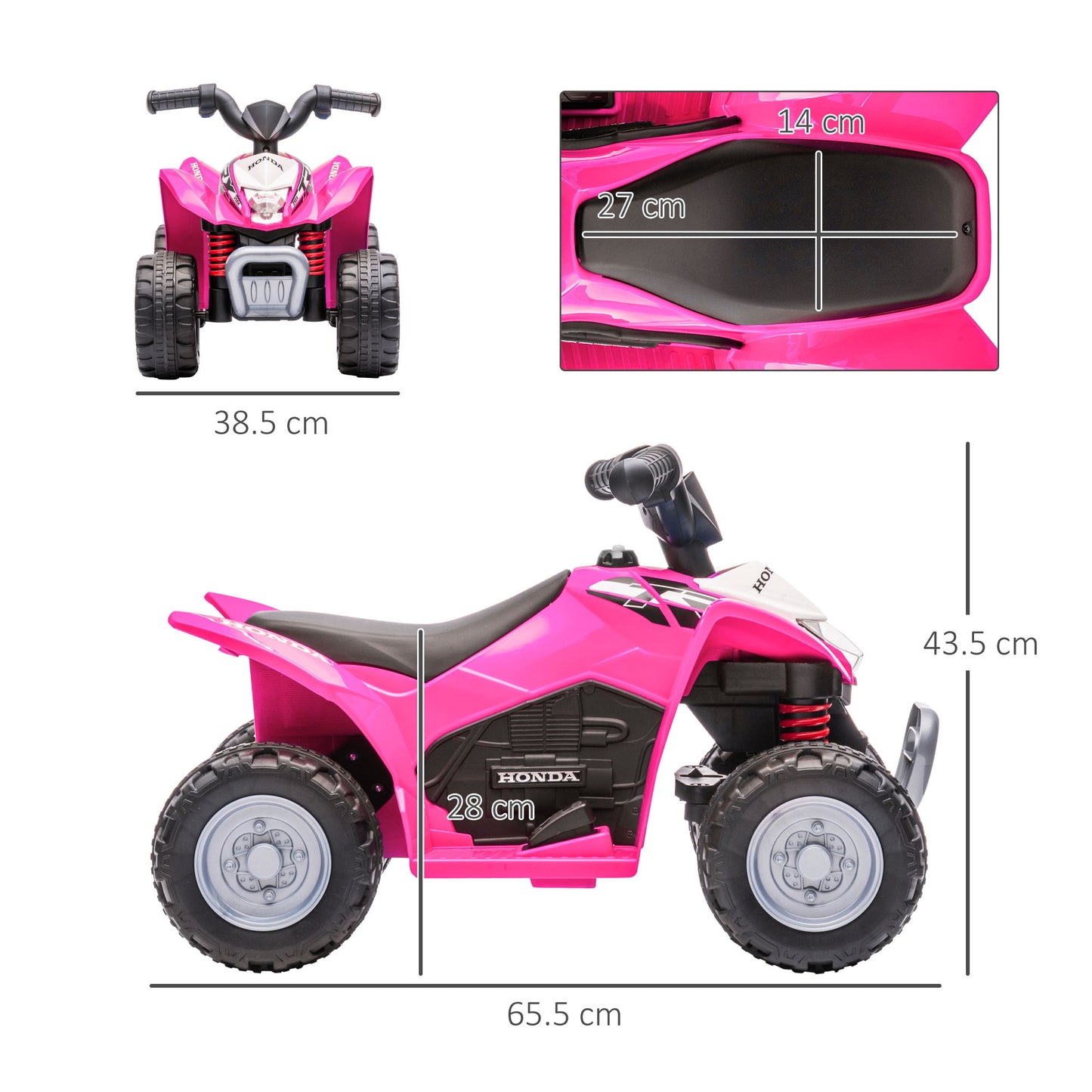 Honda Kids Electric Quad Bike - 6V ATV Ride-On for Ages 1.5-3, Pink