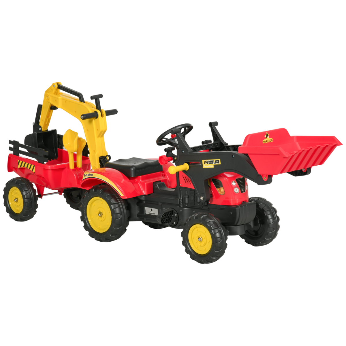 Pedal Powered Tractor Ride-On Car Moving Bucket Steering Wheel 3-6 Yrs