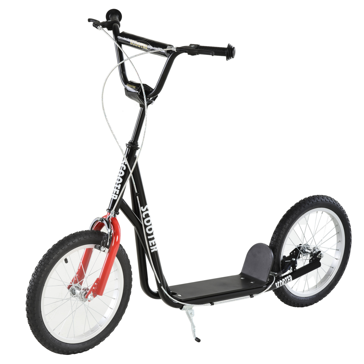 Adjustable Kids Kick Scooter with Inflatable Wheels - Smooth Ride in Black!