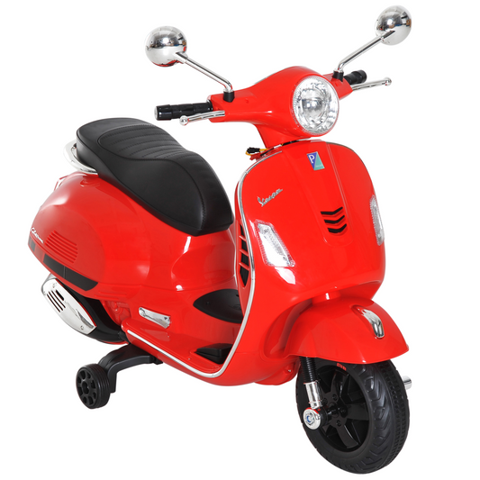 Kids Ride On Licensed Vespa Motorcycle 6V Boys Girls Music LED Lights