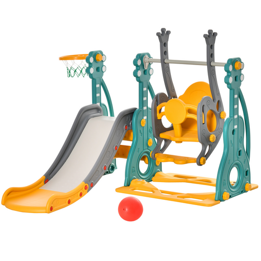 Ultimate 3-in-1 Kids Activity Center: Swing, Slide & Basketball Fun!