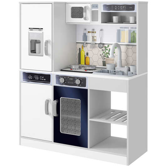 Play Kitchen, Pretend Toy Kitchen w/ Sounds Lights, Microwave