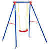 Metal Swing Set w/ Adjustable Rope A-Frame Stand Outdoor Playset Outsunny