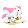 Kids Wooden Ride On Unicorn Rocking Horse Plush Toy Soft Seat Pink